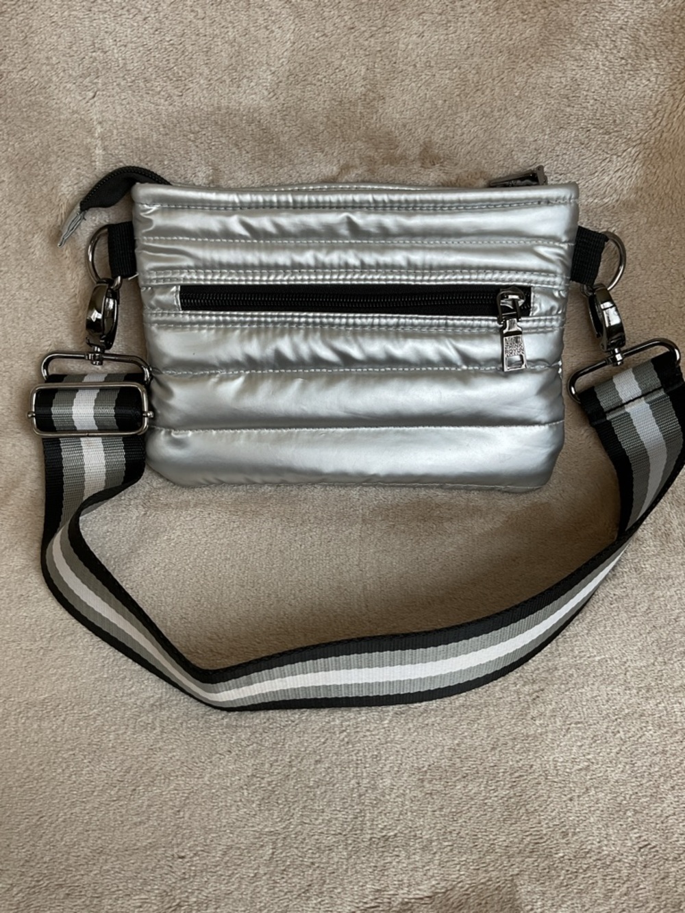 THINK ROYLN Silver Quilted Padded Crossbody Bag - Picture 2 of 7